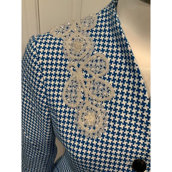Creatures Of The Wind Jepy Blue & White Houndstooth Jacket, Size 2 - Picture 4 of 10